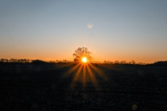 Eine Lichtspiegelung zu Sehen,und einen Sonnenuntergang nähe Lübtheen.